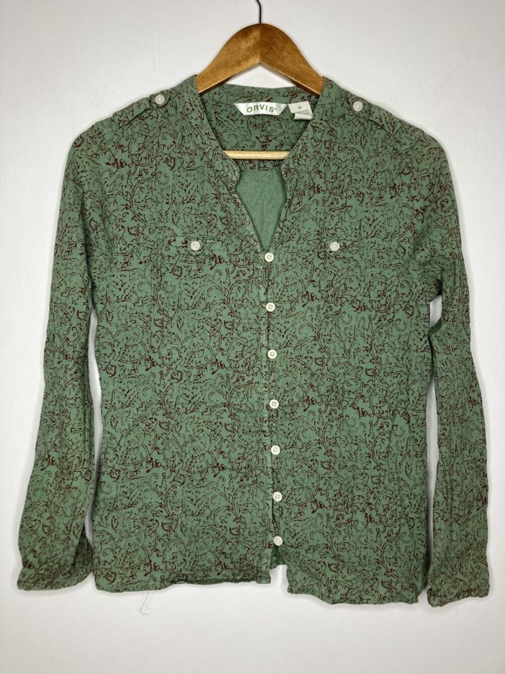 Orvis Women's Green Medium Long Sleeve Blouse Top